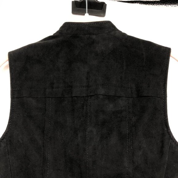 BCBGMaxAzria Black Faux Suede Pleated Damien Zip-Up Vest size XXS - Picture 7 of 13